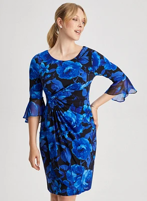 Flounce Sleeve Floral Dress