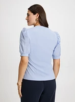 Puff-Sleeve V-Neck T-Shirt