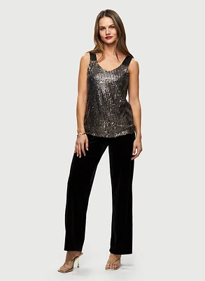 Camisole à sequins et pantalon en velours