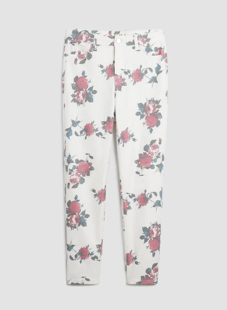 Floral Print Slim Leg Jeans