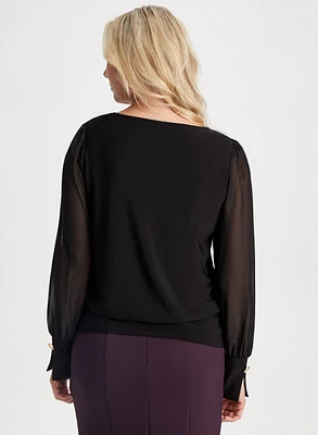 Boat Neck Long Sleeve Top