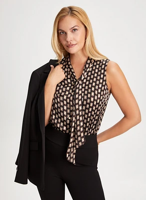 Geometric Print Sleeveless Blouse