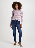 Pull rayé et pelucheux à manches longues