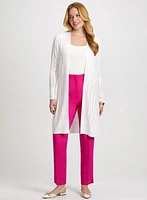 Pointelle Knit Cardigan & City Fit Slim Leg Pants