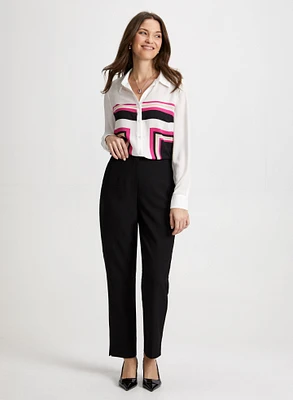 Colour Block Shirt & Slim Leg Pants