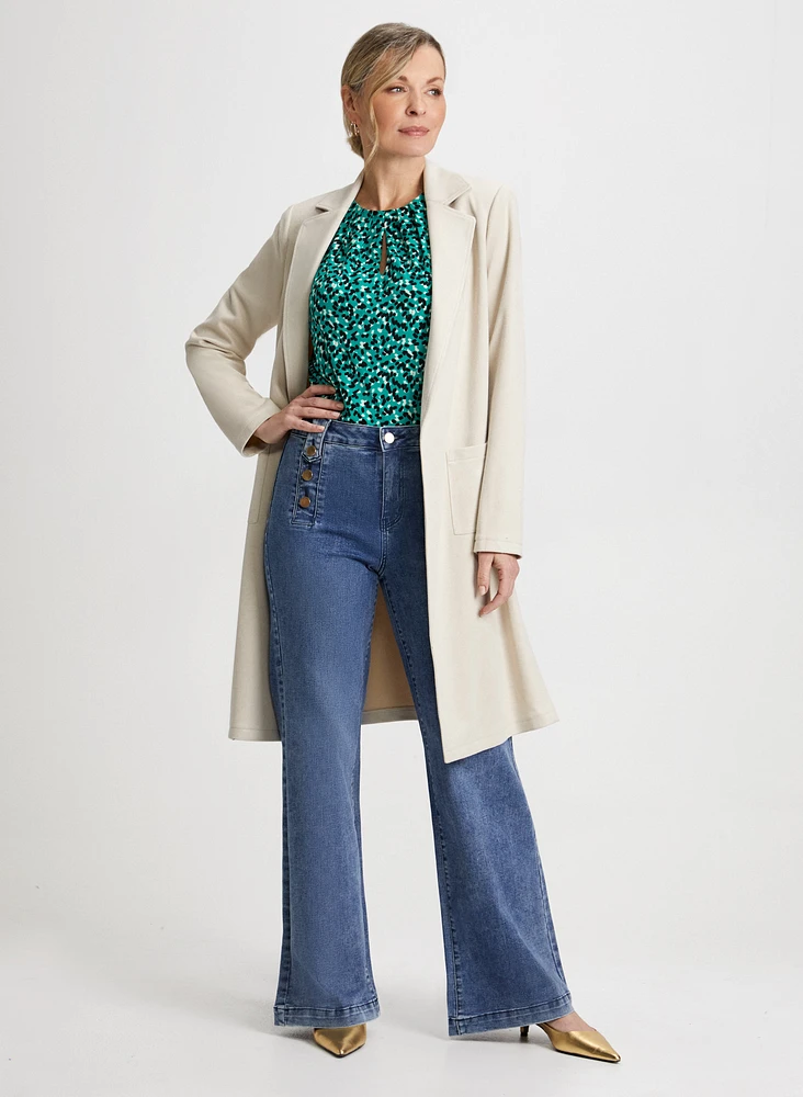 Wide Leg Jeans & Redingote Jacket