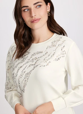 Shimmer Detail Long Sleeve Top