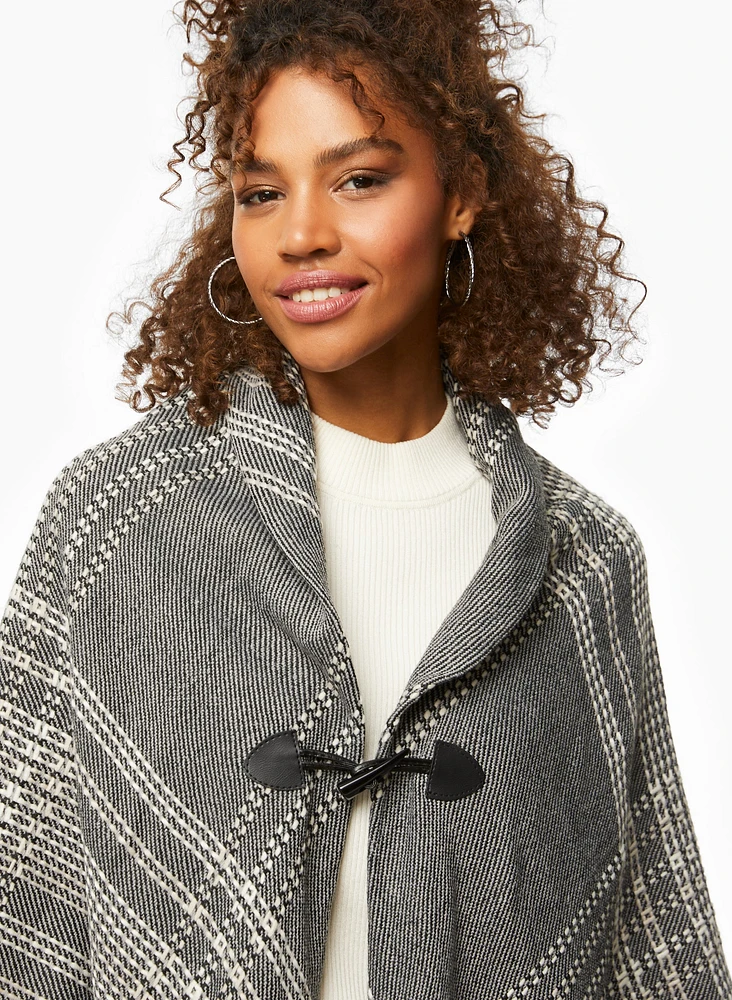 Checkered Print Poncho