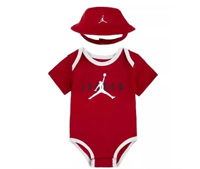 Jordan Baby Boys Bucket Hat and Bodysuit Gift Box Red, 2 Piece Set