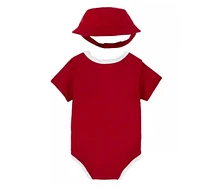 Jordan Baby Boys Bucket Hat and Bodysuit Gift Box Red, 2 Piece Set