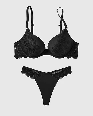 Up 2 Cup Push Bra with Allover Lace