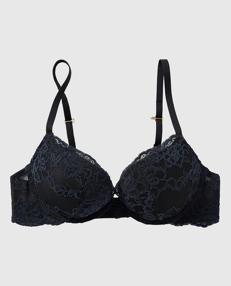 Push Up Bra with Lace Overlay