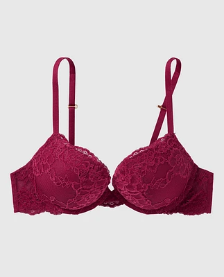 Soutien-gorge pigeonnant avec incrustation de dentelle