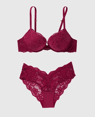 Push Up Bra with Lace Overlay