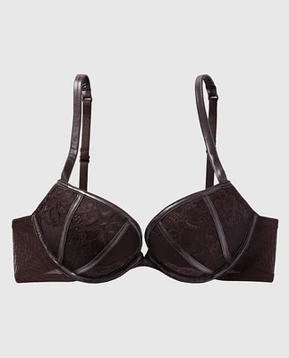 Soutien-gorge pigeonnant avec incrustation de dentelle