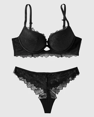 Push Up Bra with Lace Overlay