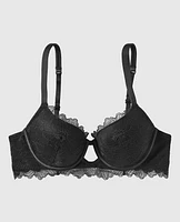 Lightly Lined Full Coverage Bra with Allover Lace