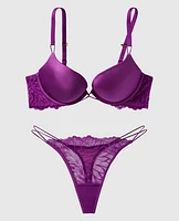 Soutien-gorge pigeonnant avec incrustation de dentelle