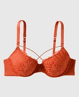 Lightly Lined Full Coverage Bra with Lace Overlay