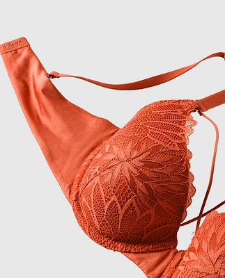 Soutien-gorge couvrant légèrement doublé avec incrustation en dentelle