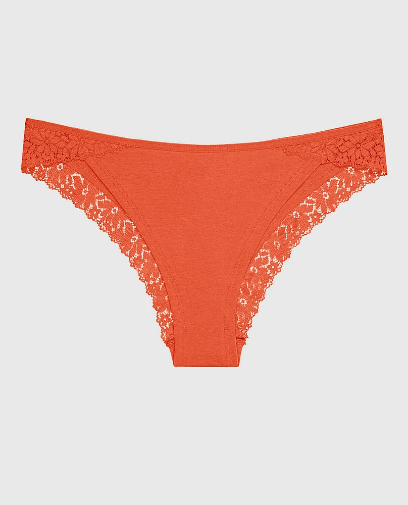 Tanga Cheeky avec bordure en dentelle