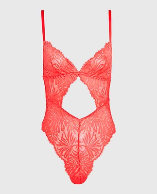 Cut-Out Unlined Lace Bodysuit