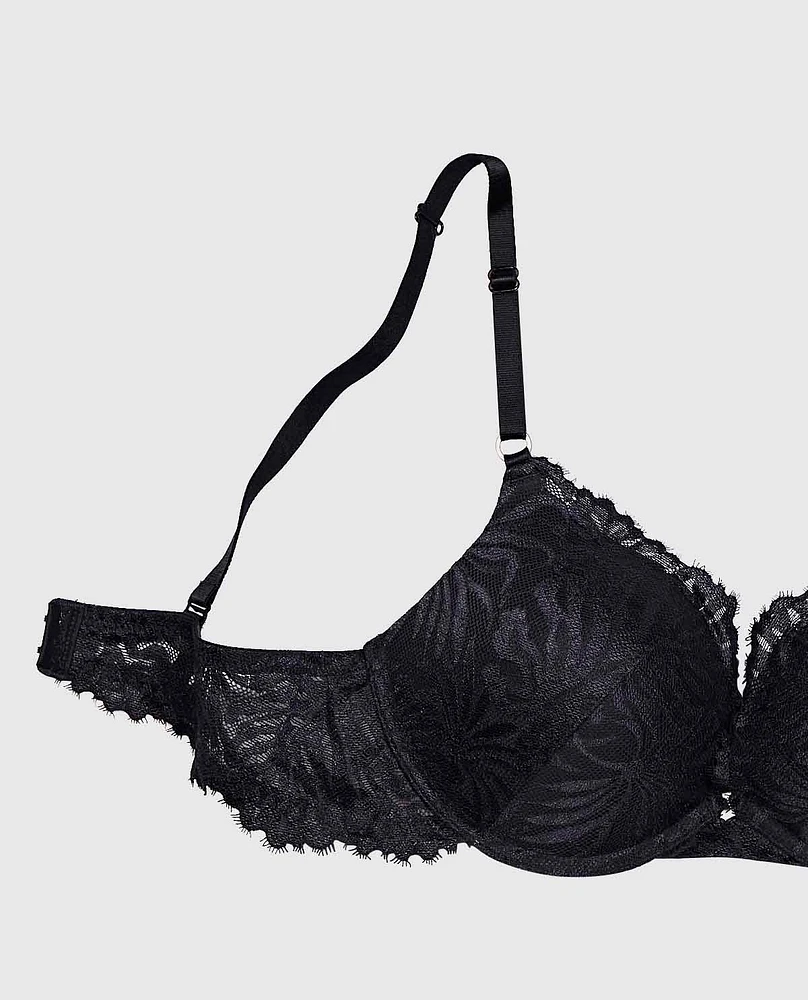 Up 2 Cup Push Bra with Allover Lace