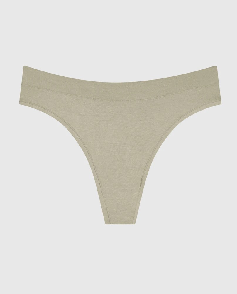 High Leg Thong Panty Stone Grey