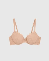 Soutien-gorge couvrant légèrement doublé en dentelle havane