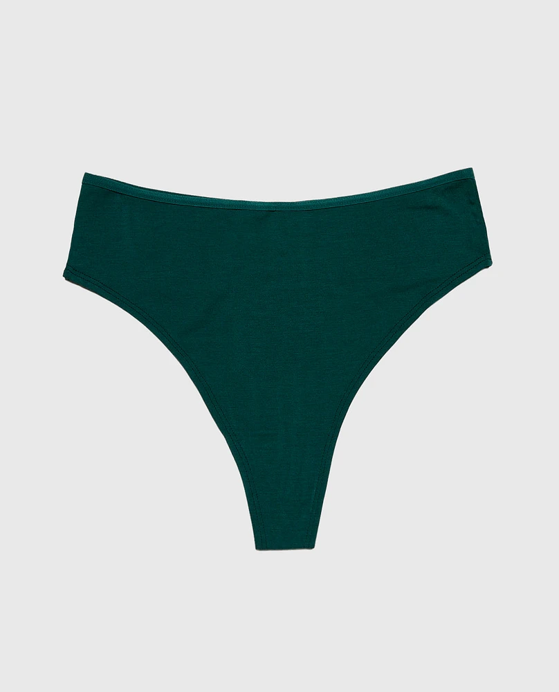 Tanga Ultrasoft à jambe échancrée vert émeraude