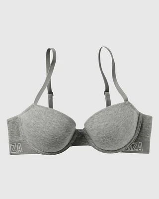 Soutien-gorge demi-buste légèrement doublé en coton gris apaisant