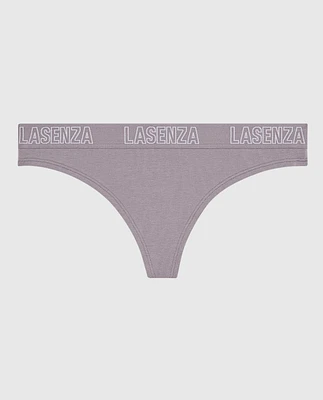 Smooth Thong Panty with Logo Band