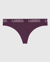 Smooth Thong Panty with Logo Band