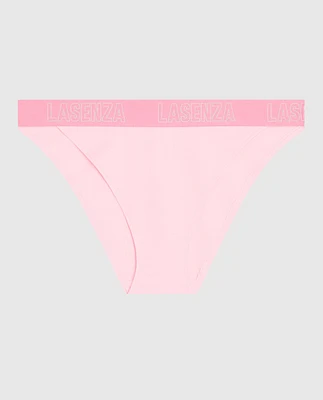 High Leg Cheeky Panty with Logo Pink