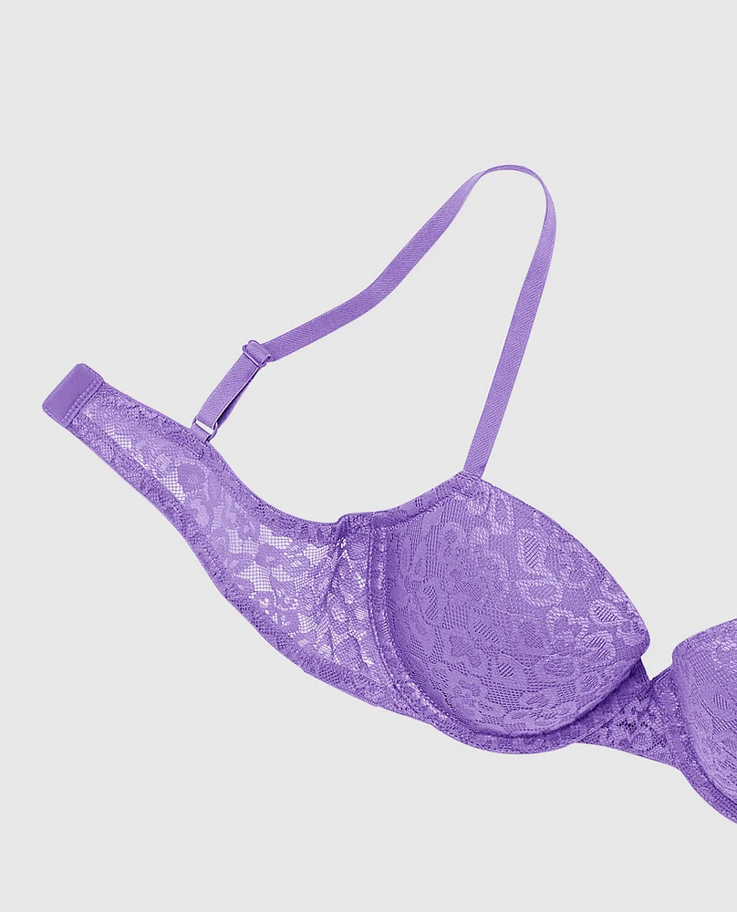 Lightly Lined Demi Bra with Allover Lace