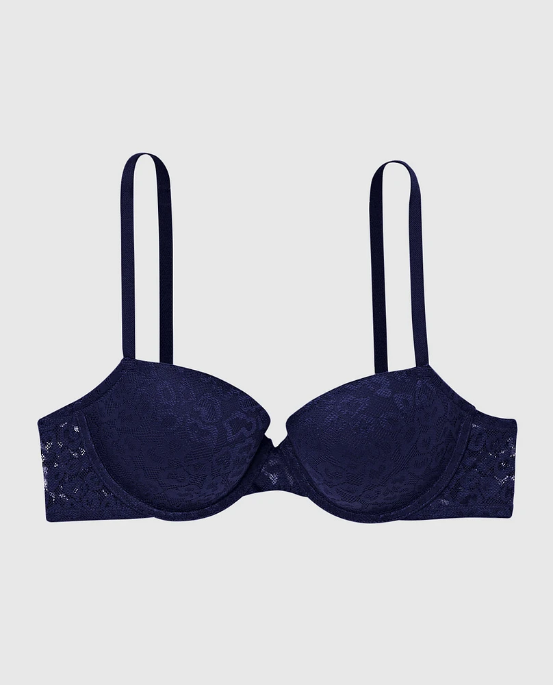 Lightly Lined Demi Bra with Allover Lace