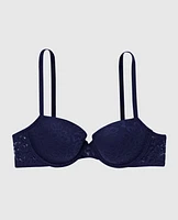 Lightly Lined Demi Bra with Allover Lace