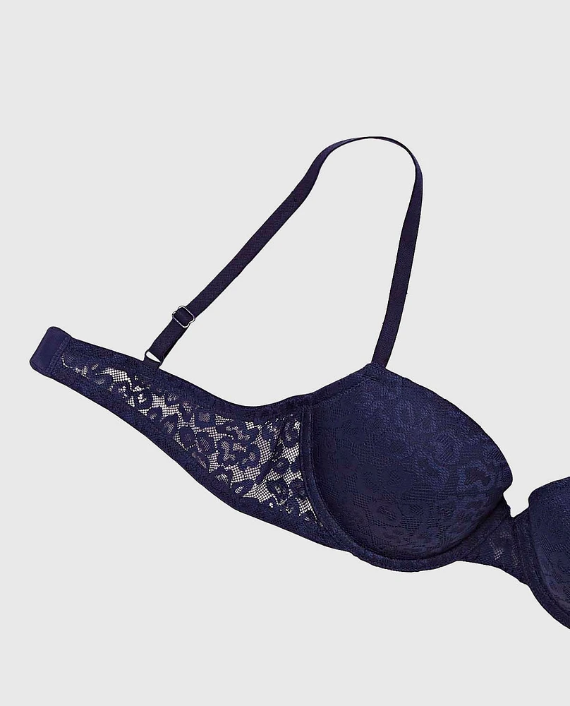 Soutien-gorge demi-buste légèrement doublé en dentelle