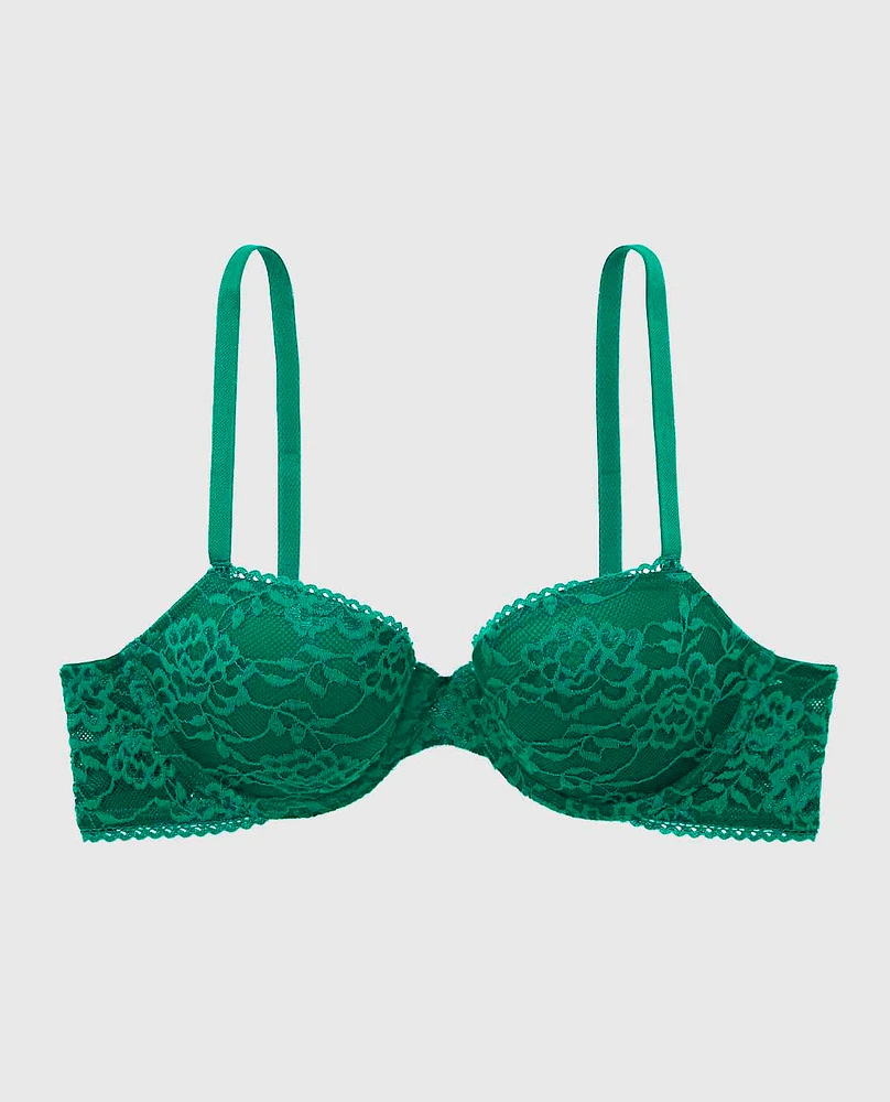 Lightly Lined Demi Bra with Allover Lace