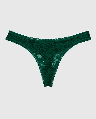 Thong Panty with Picot Trim