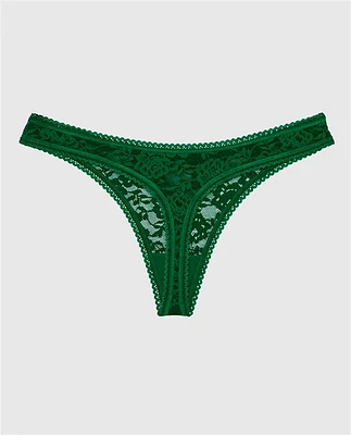 Thong Panty with Picot Trim