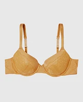 Lightly Lined Full Coverage Bra with Lace Overlay