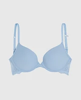 Smooth Push Up Plunge Bra with Lace Wing