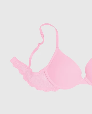 Smooth Push Up Plunge Bra with Lace Wing