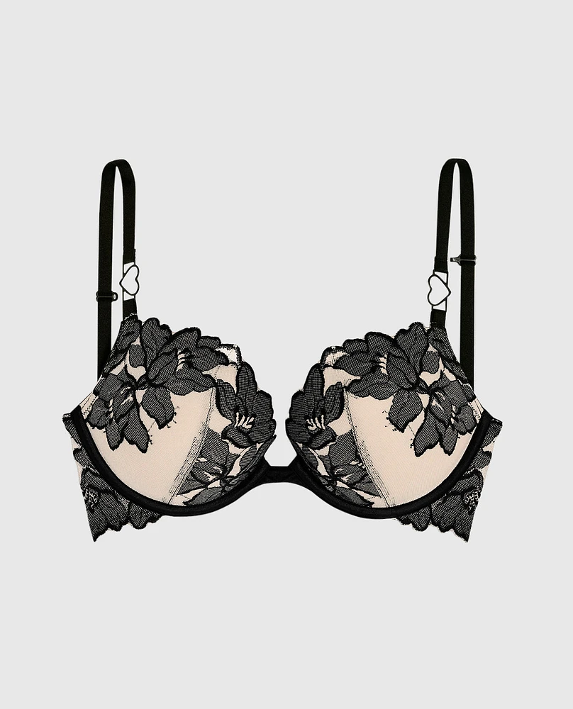 Push Up Bra with Lace Overlay