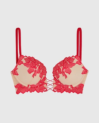 Soutien-gorge pigeonnant avec incrustation de dentelle