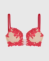 Soutien-gorge pigeonnant avec incrustation de dentelle