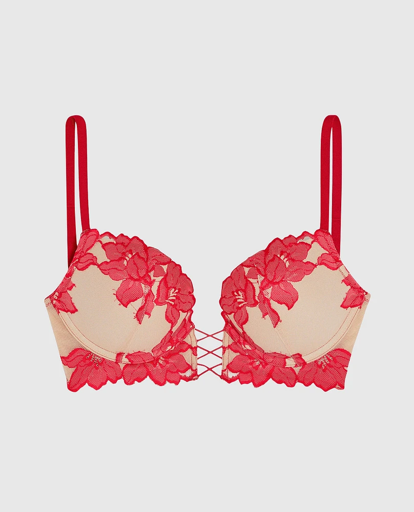 Push Up Bra with Lace Overlay