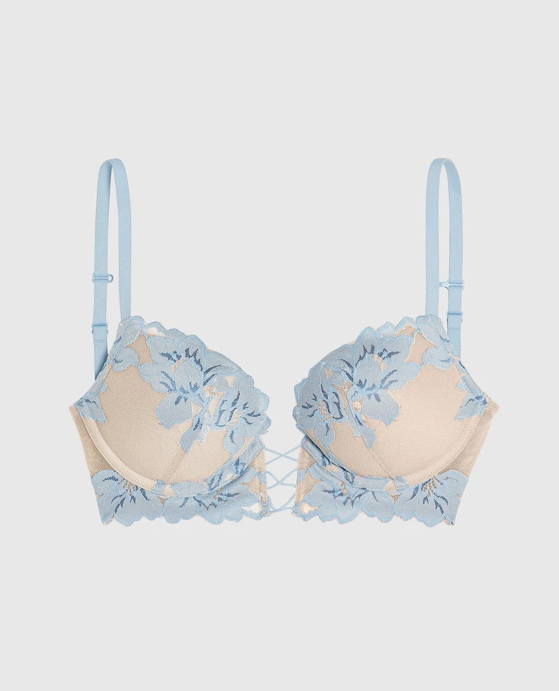 Soutien-gorge pigeonnant avec incrustation de dentelle