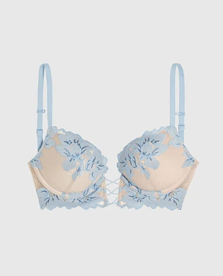 Soutien-gorge pigeonnant avec incrustation de dentelle